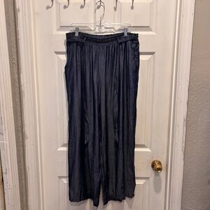 Wide Leg Elastic Waist Pants - Black